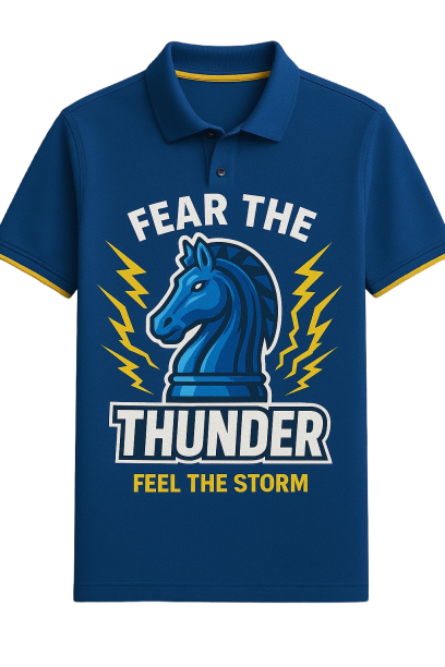 Polo Azul “Fear the Thunder”